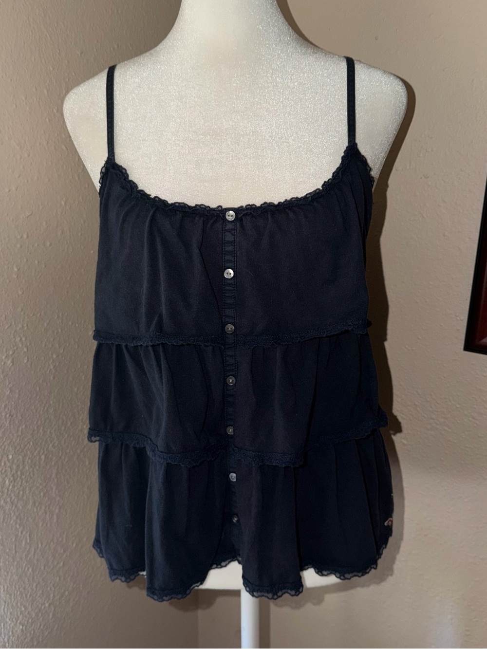 Vintage Y2K Hollister 2000s Ruffle Henley Tank Top